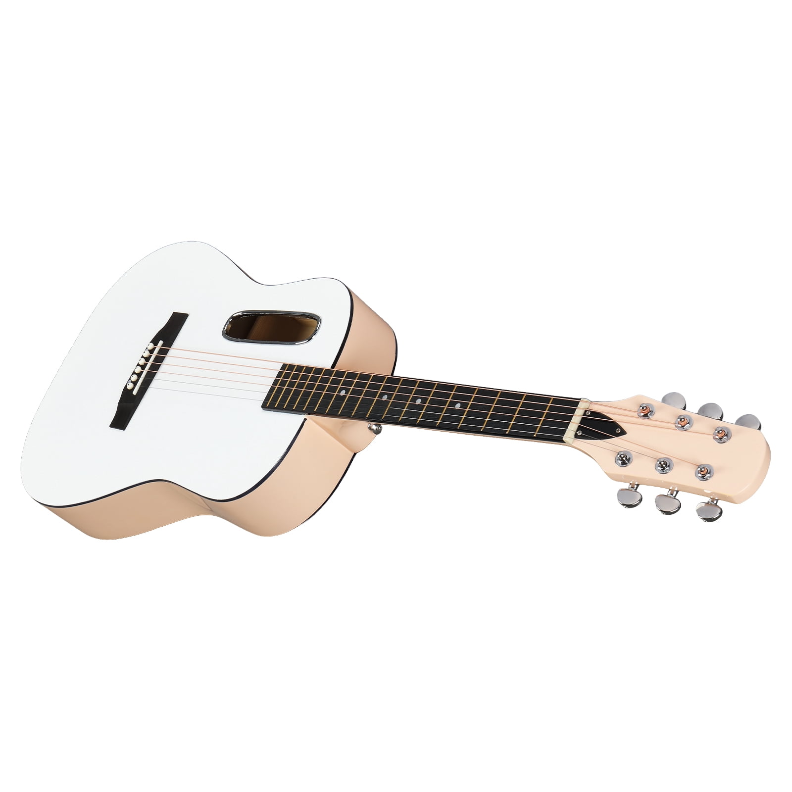 38-Inch Acoustic Guitar, H Body Shape, Basswood Construction, 6 Steel Strings, 21 Frets, Complete Starter Kit with Gig Bag, Strap, Picks, Spare Strings, Capo, and Wrench