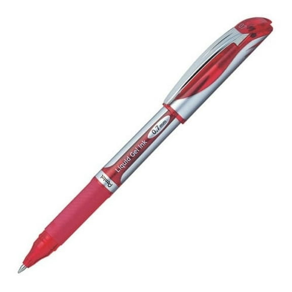 Pentel EnerGel Deluxe Liquid Gel Pen Medium Pen Point - 0.7 mm Pen Point Size - Refillable - Red Gel-based Ink - Silver Barrel - 1 Each