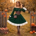 thumbnail image 4 of Renaissance Dress for Women Medieval Halloween Bell Sleeve Victorian Dresses Off Shoulder Peasant Gothic Fairy Witch Dress Dark Green S, 4 of 9