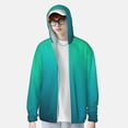 thumbnail image 2 of Fotbe Green Turquoise Teal Chaqueta con Protección Solar UPF 50+ para Hombre y Mujer, Camisa con Capucha y Bolsillos-3X-Large, 2 of 7