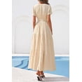 thumbnail image 6 of PRETTYGARDEN Womens Boho Maxi Dress Floral Summer Spring Short Sleeve V Neck A Line Embroidered Beach Vacation Dresses, 6 of 8