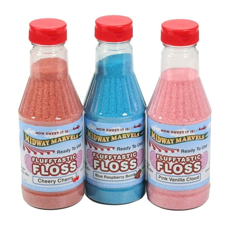 Flufftastic 3 Flavor Party Pack Premium Cotton Candy Floss w/50 Cones, Pint