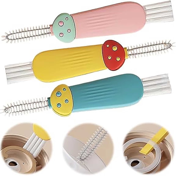 Sltwyw 3-in-1 Cup Cleaning Brush Set - Straw & Lid Scrubber with Nylon Bristles, Portable Bottle Crevice Cleaner for Dishwasher-Safe Items