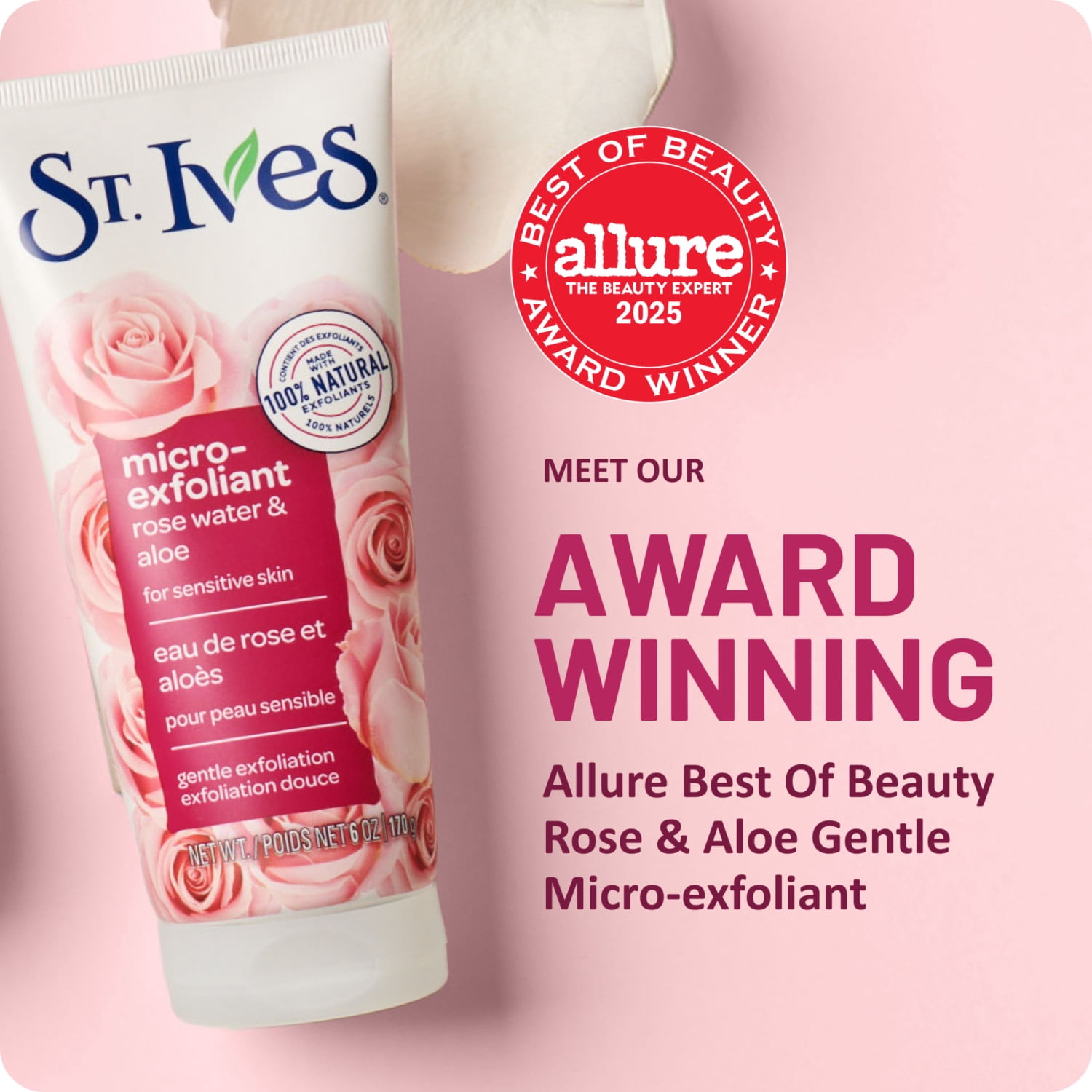(2 pack) St. Ives Gentle Smoothing Face Scrub Rose Water & Aloe Vera Made with 100% Natural Exfoliants, Paraben Free, Oil-Free, Dermatologist Tested, 6 fl oz