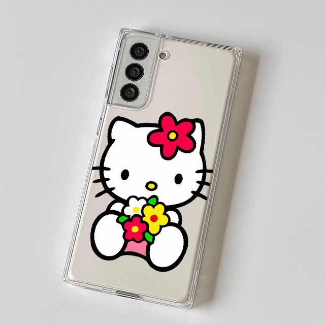 Bonita funda de teléfono de hello kitty cat para Samsung Galaxy Note 20 Ultra 10 Plus 8 9 S21 S22 Ultra S20 FE S22, silicona suave de lujo Fivean LED