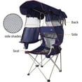 thumbnail image 3 of Camping Brothers Camping Chair with Shade Canopy - Outdoor Folding Patio Chair - Includes Retractable Sun Shade, Cup Holder, Side Pockets (Navy), 3 of 9