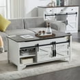 thumbnail image 3 of Dayalane Lift Top Coffee Table with Hidden Storage, Rectangle Wood Rustic Farmhouse Center Table with Sliding Barn Door and Compartment for Living Room, Home, Office, Black, 3 of 10