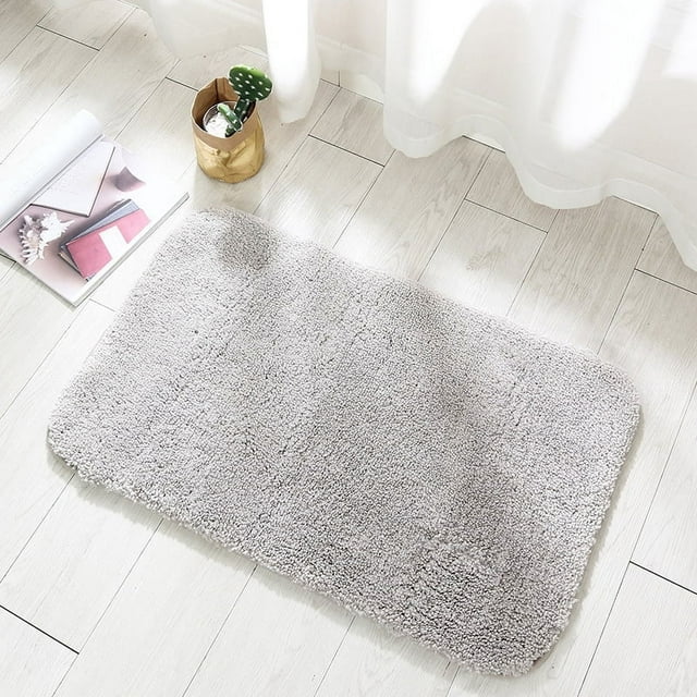 Nvzi Alfombra de baño, alfombrilla de baño antideslizante, suave, extra gruesa, absorbente, color gris claro, 40 x 60 cm