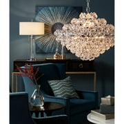 Possini Euro Design Cadence Modern Table Lamp 30 Tall Glass Column White Shade for Bedroom Living Room Bedside Nightstand Office Family House Home