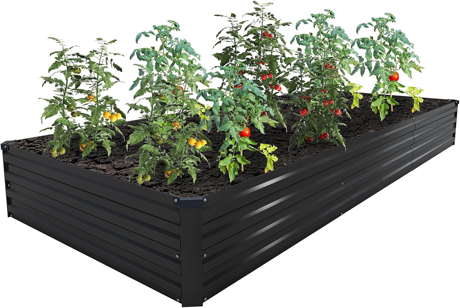 12×4×1FT(2PCS) Galvanized Raised Garden Bed Kit Metal Planter Boxes,Large Outdoor Planters Garden for Planting Vegetables,Flowers,Herbs -Black