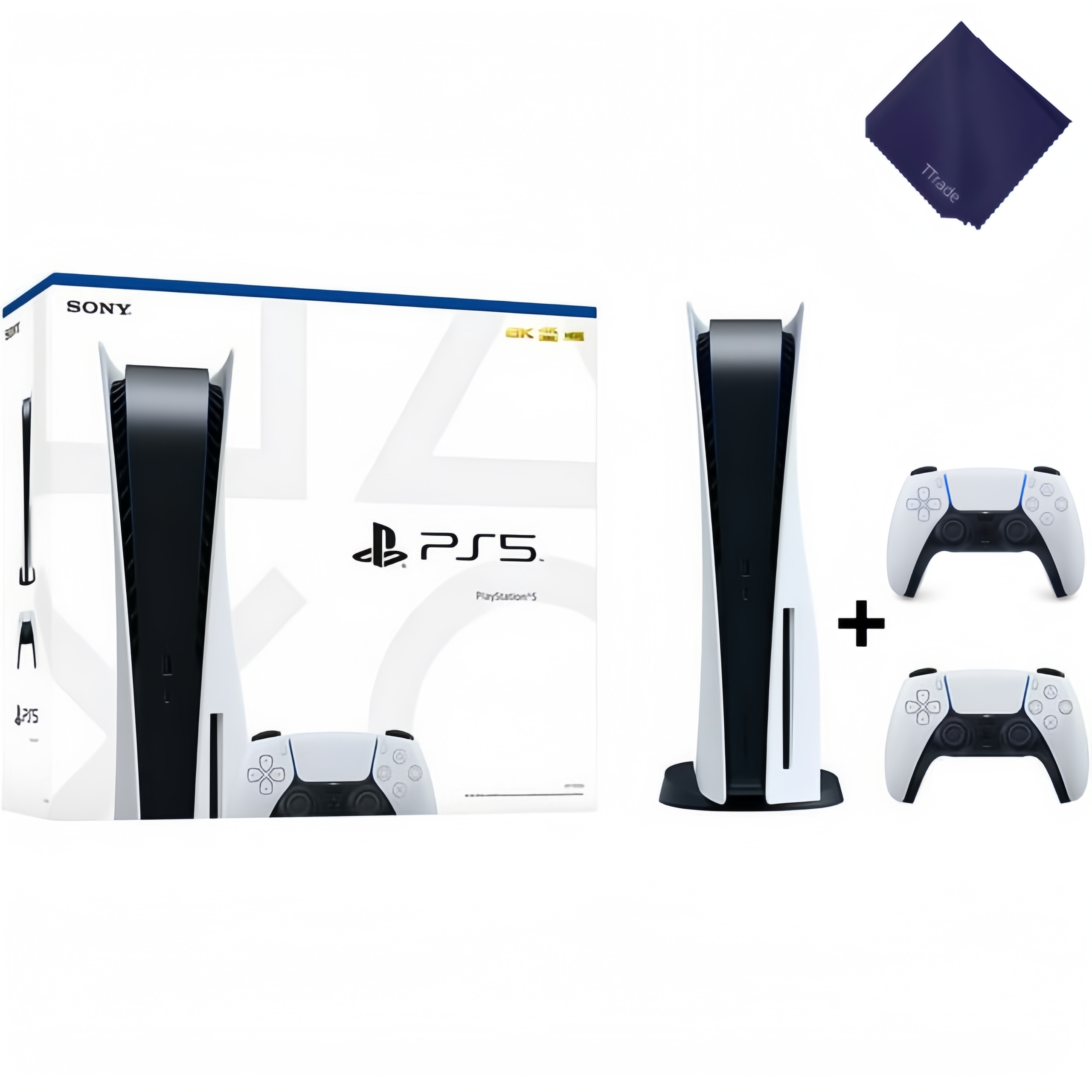 Sony PlayStation_5 PS_5 Gaming Console (Disc Version) with Extra DualSense Wireless Controller - Ultra HD Blu-ray, 4K Gaming, White
