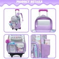 thumbnail image 4 of Sequin Kids Rolling Backpacks for Girls with Wheels Wheeled Backpack for School Lightweight Roller Bookbag Purple, 4 of 7