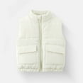 thumbnail image 3 of Girls Quilted Puffer Vests Lightweight Zip-Up Cotton Padded Vest Stand Collar Winter Warm Trendy Sleeveless Jackets White, 7 Years, 3 of 3