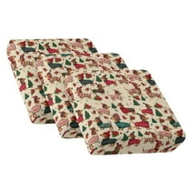TSOVTHRID Christmas Dachshund Dog Poinsettia Print Couch Cushion Covers Washable Sofa Seat Furniture Protector Non Slip Couch Covers Cushion Cover with Elastic Strap for Christmas Decor, 24x24 Inch