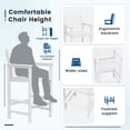 thumbnail image 5 of FUNDAZE Outdoor Bar Height Chair Set of 2, HDPE Weather Resistant Patio Stools with Wide Seat, Ergonomic Back, Armrest & Footrest, Tall Bar Chair for Garden, Poolside, Balcony, White, 5 of 6