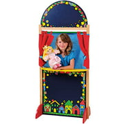 Constructive Playthings Kid-Sized Hardwood Puppet Theater with Chalkboard