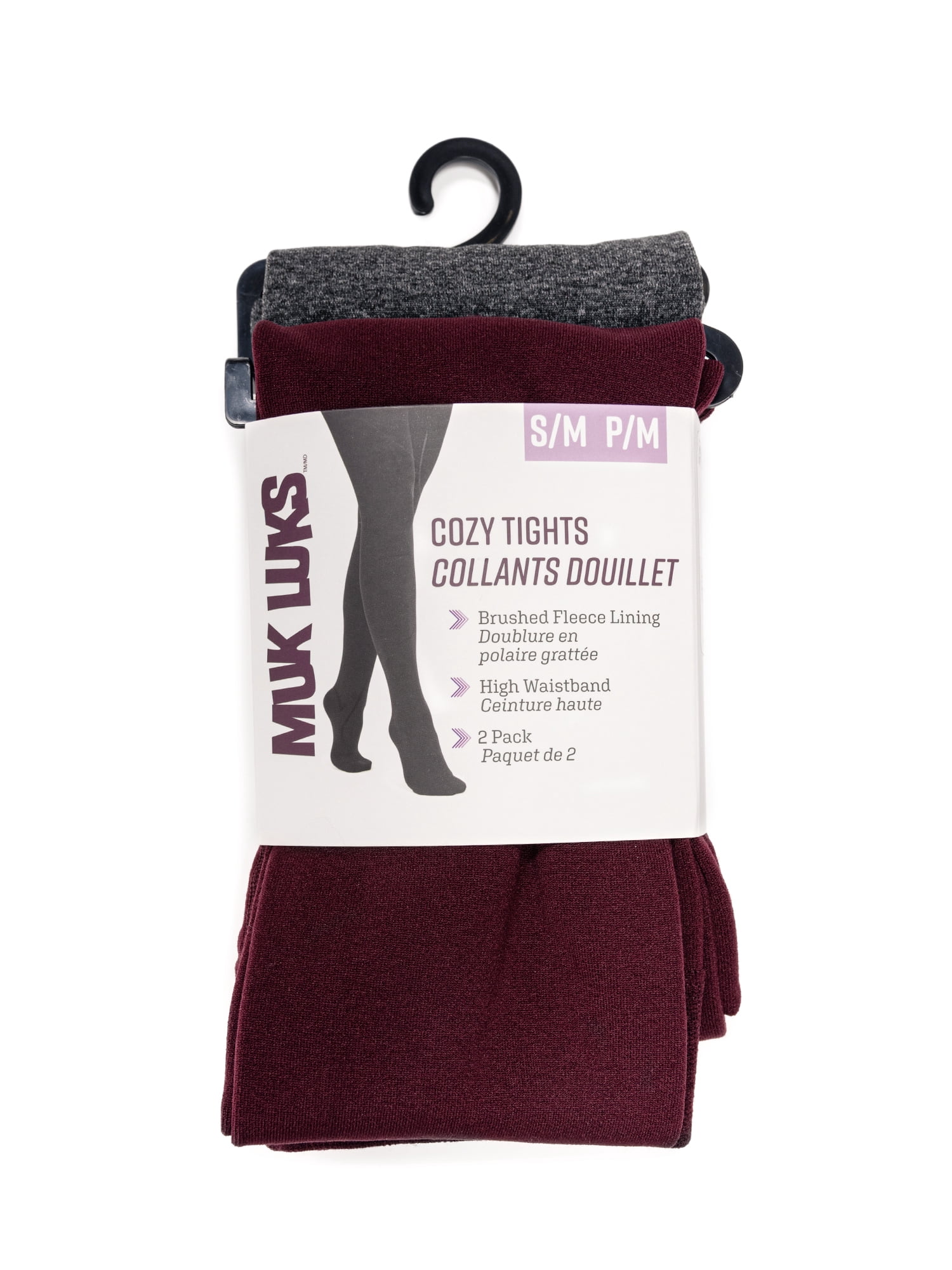 MUK LUKS Women's Fleece Lined Tights,Sizes S/M to 1X/2X, 2-Pack