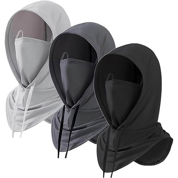 Jinhomg Unisex Balaclava Hat Full Head Mask Face Cover with Wide Brim UV Protection Cooling Breathable for Women Men Cycling,Fishing,Black