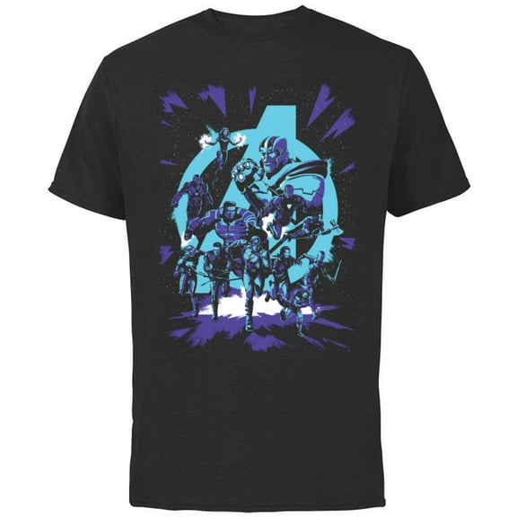 Marvel Avengers: Endgame Super Heroes vs. Thanos - Short Sleeve Cotton T-Shirt for Adults - Customized-Black