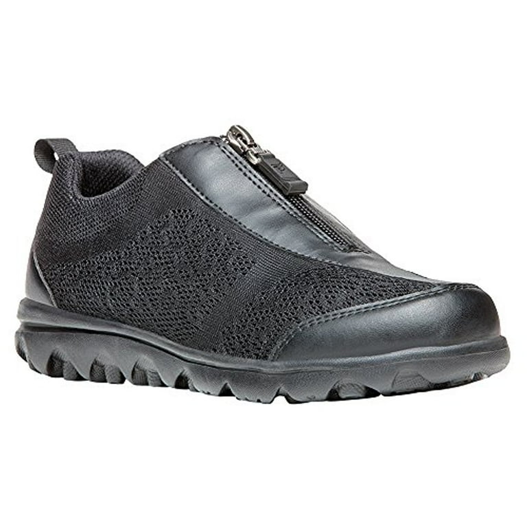 Propet Women s TravelActiv Zip Walking Sneakers Black Mesh EVA 9.5 X Wide Walmart