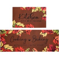 Fall Gnomes Kitchen Rugs and Mats Anti Fatigue, Buffalo Plaid Pumpkins Kitchen Mat Set of 2 Piece, Home Sweet Home Seasonal Thanksgiving Holiday Low-Profile Floor Rug 17.7"X47.2" 17.7"X23.6"