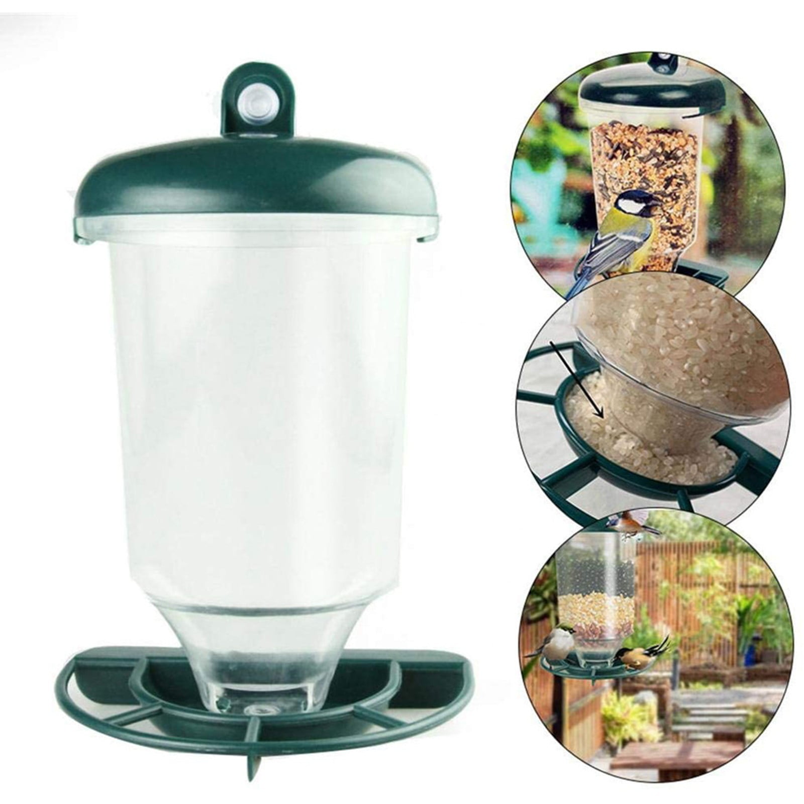 4 Packs Clear Acrylic Window Bird Feeder with Strong Suction Cups Squirrel Proof Outdoor Bird Watching for Kids Pets Wild Birds Garden