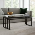 thumbnail image 2 of HomeRoots 520919 17 x 46 x 22 in. Black Glass Rectangular Nested Coffee Table - Set of 2, 2 of 8