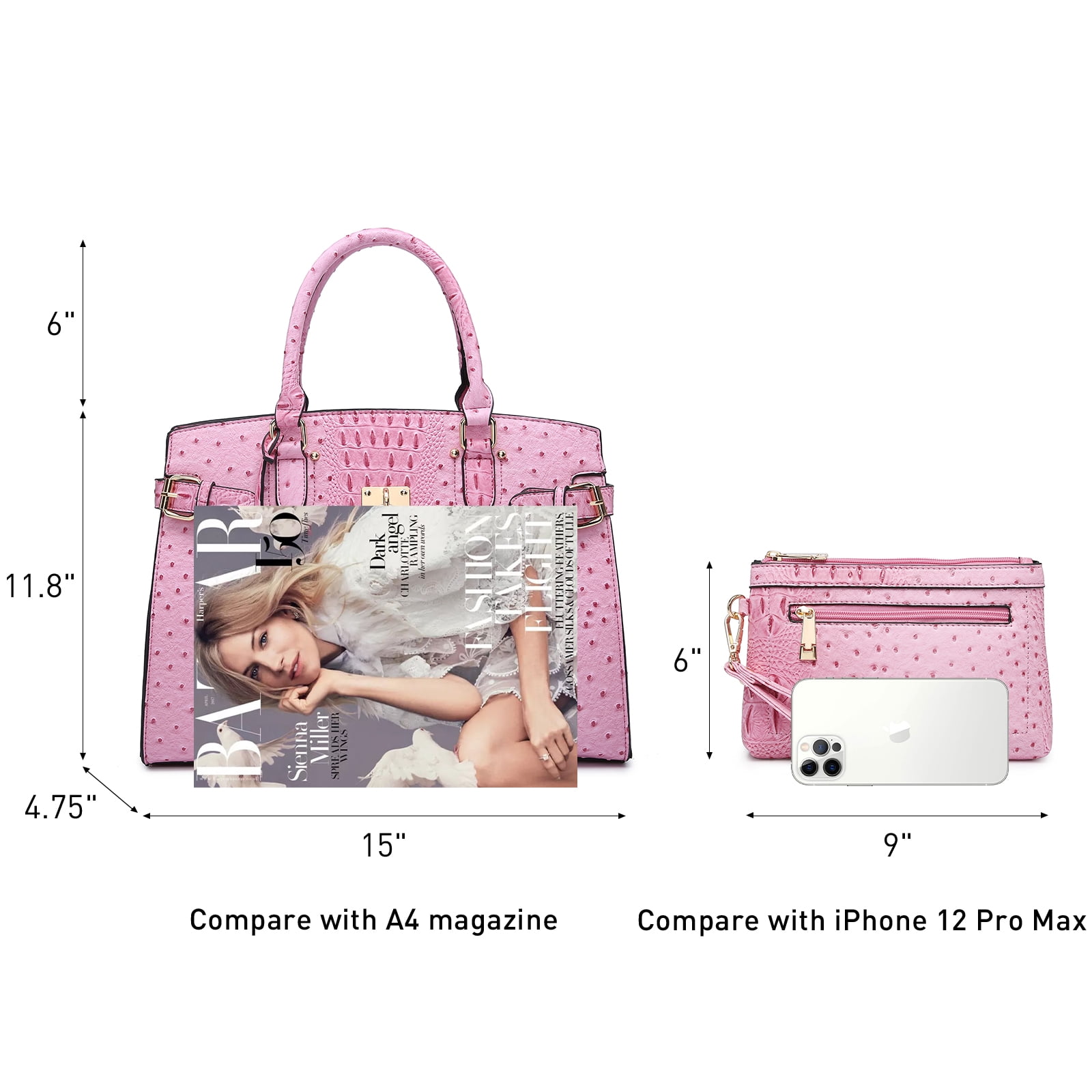 Top Handle Tote Handbags Work Shoulder Bags with Matching Wristlet Wallet for Women