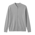 thumbnail image 6 of VBVC Women's Ribbed Full Zip Mock Neck Cardigan , Ladies' Slim Fit Long Sleeve Top , Casual Lightweight Jacket For Women, Gray , S-5XL, 6 of 6