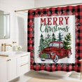thumbnail image 2 of Rideau de Douche Camion de Noël Arbre, Carreaux Buffalo Rouges, Flocon de Neige, Ensemble de Rideaux de Salle de Bain, Noël Nouvel An, Style Ferme, Tissu Polyester pour Salle de Bain, Déco de Baignoire avec 12 Crochets, 72x72 Pouces, 2 of 5