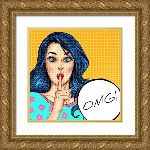 Allen, Kimberly 15x15 Gold Ornate Wood Framed with Double Matting Museum Art Print Titled - OMG Girl