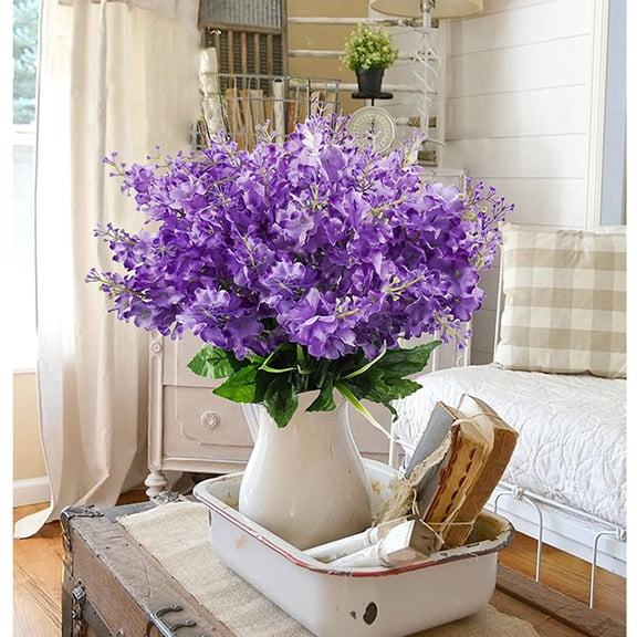 ZXNWN Clearance Artificial Flowers Bouquets Wisteria Hyacinth Fake Bulk for Vase Home Decor Indoors Outdoors Garden Hotel Party Wedding Mock