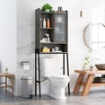 thumbnail image 3 of Gymax Over The Toilet Storage Cabinet Bathroom Space Saver with Sliding Door Grey, 3 of 10