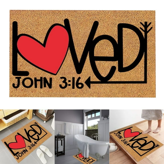 Valentine's Day Floor Mats, Holiday Welcome Door Mats, Polyester Doormat for Home Decor, Romantic Design, Absorbent