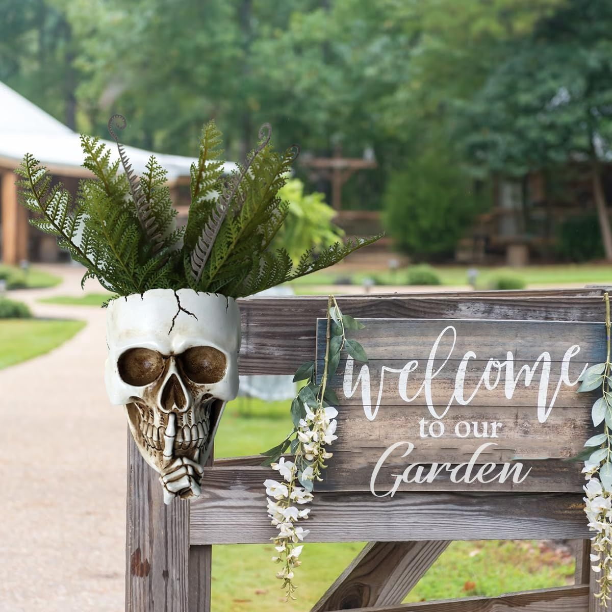 Skull Face Hanging Planter with Drainage Hole for Indoor Outdoor Plants