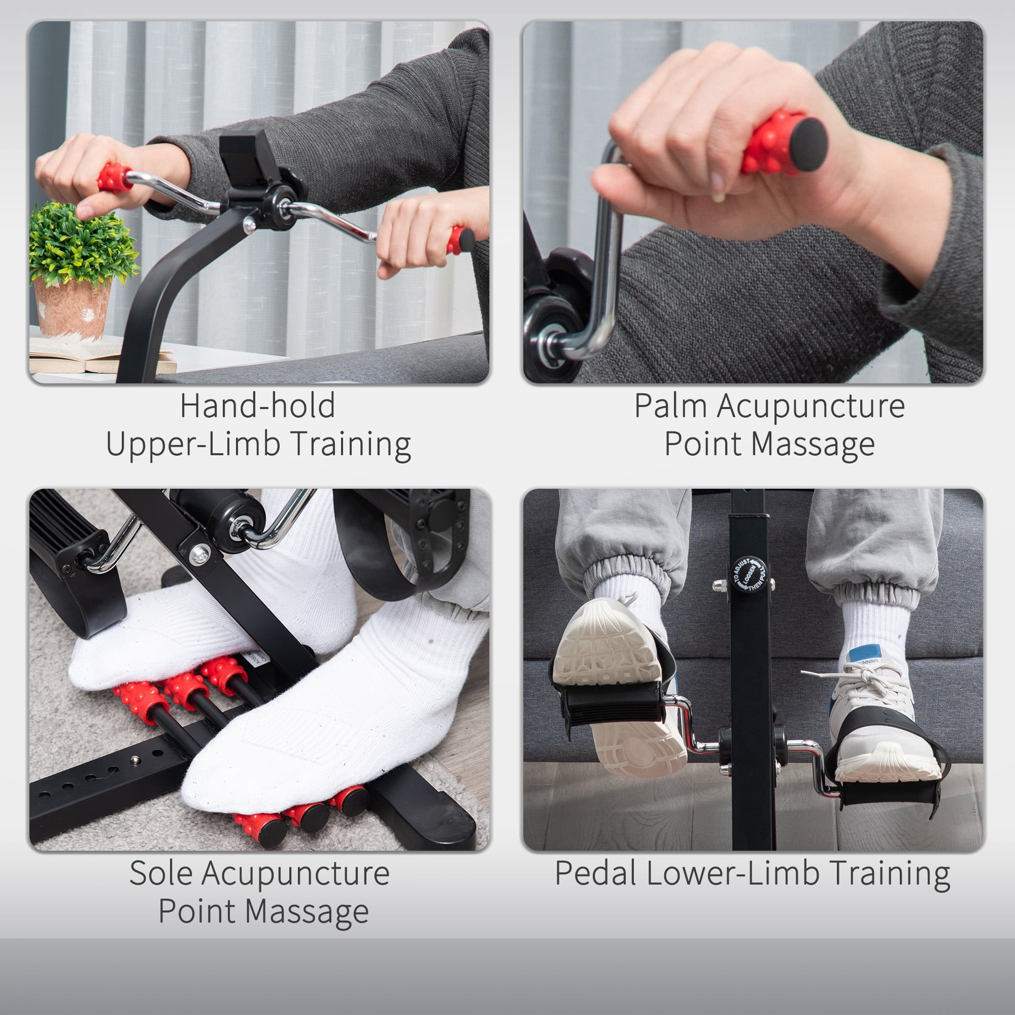 Soozier Pedal Exerciser Height-adjustable Portable Exercise Bike with LCD Display and Foot Massage Roller for Seniors Elderly Rehabilitation Training