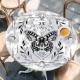 thumbnail image 3 of Black and Round Fitted Table Cover White Frame Butterfly Sun Moon Waterproof Table Cloth with Elastic Edge Wipeable Tablecloth for Picnic Camping Party Fits 55"-60" Diameter, 3 of 8
