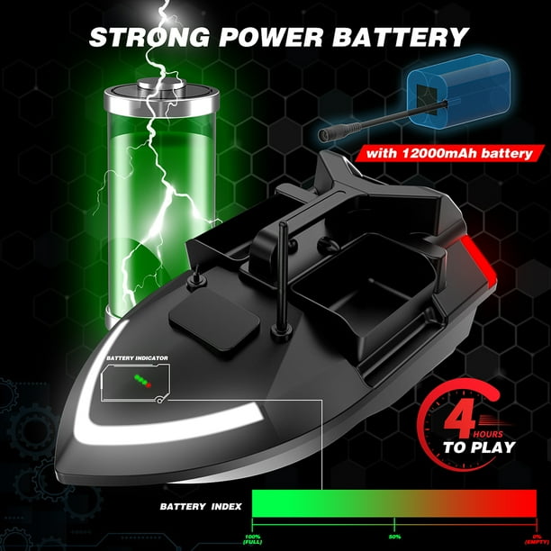 PESCA CEBA DE PESCA BARCO DE CEBO DE CONTROL ROMOTO 500 M BATIO DE CEBO DUAL MOTOR FISH BUSCADOR DE CARGA 2 KG CORRECCIÓN AUTOTICA DE CUCERO/RUTA CON SEÑAL DE DE LUZ