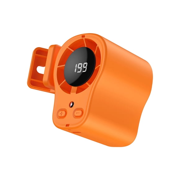Linnome Car Clip On Air Conditioner Fan with LED Display Portable for Vehicle 1200-2000mAh 3.3x2.9x2.5in Orange