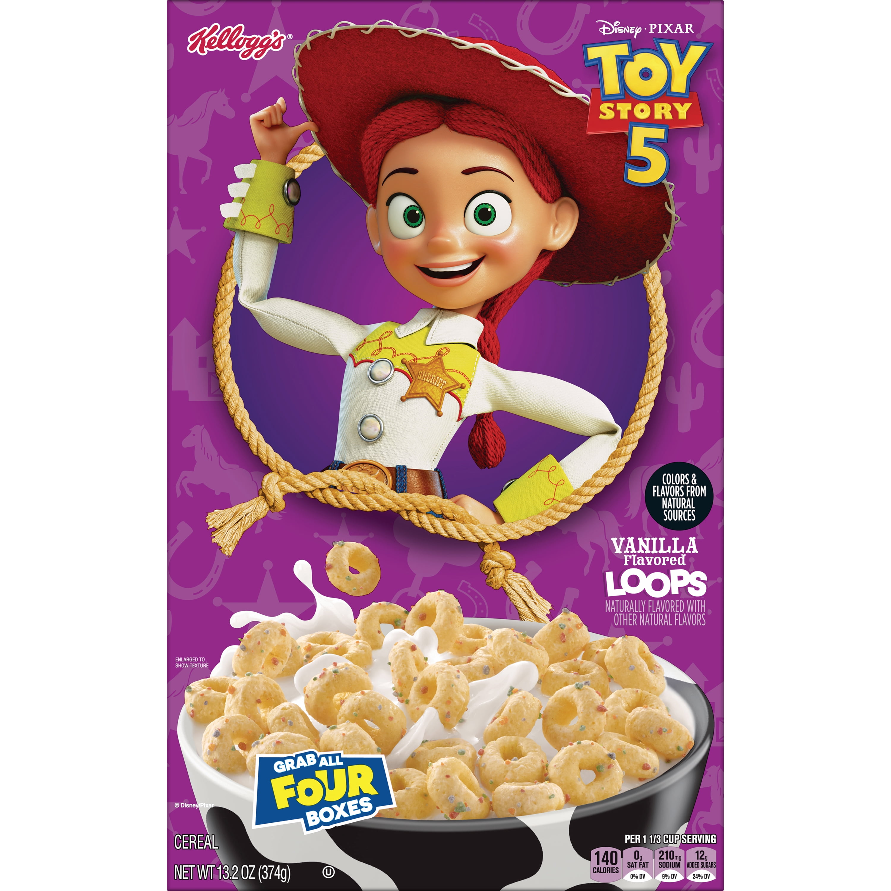 Kellogg's Disney Pixar Toy Story 5 Vanilla Flavored Loops Breakfast Cereal, Limited Edition Box, 13.2 oz