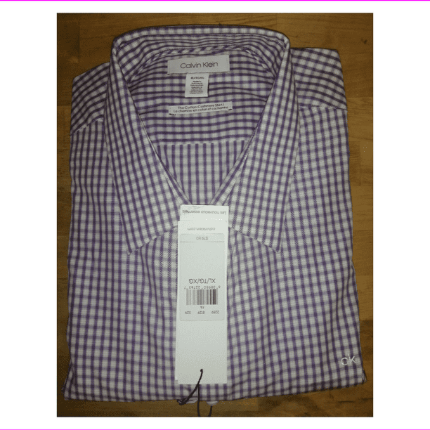 Calvin Klein Men's Cotton Cashmere Button Up Shirt ,Purple Plaid ,Sz XL -  