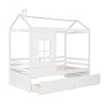 thumbnail image 4 of Harper & Bright Designs Twin House Bed with Tent, House Twin Bed Frame with Storage Drawer and Roof, White, 4 of 9