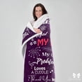 thumbnail image 4 of Mom Blanket Double Layer Sherpa Fleece Soft Fluffy Throw, Quality Print 'Thank You Mom, I Love You' from Daughter, Son Gift Birthday, Mother's Day, Christmas(Twilight Purple), 4 of 5