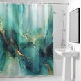 thumbnail image 2 of Teal Green Marble Shower Curtain, Abstracts Glod Ombre Stone Crack Texture Waterproof Shower Curtain Set with 12 Hooks Lightweight Bath Curtains Fabric Bathroom Decor 72x72 Inches, 2 of 9