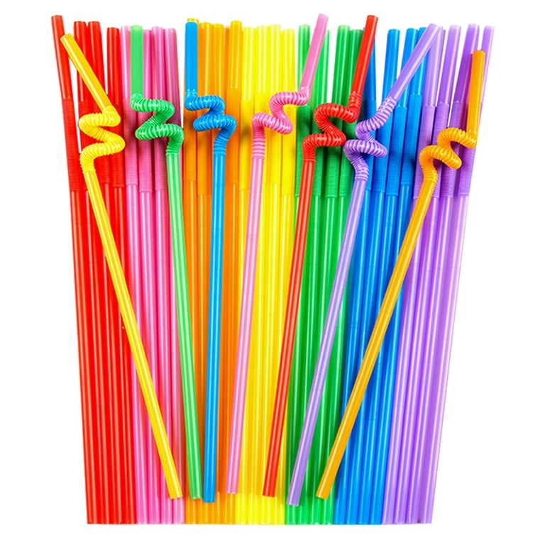 400pc Clear Plastic Straws - Flexible Individually Wrapped BPA