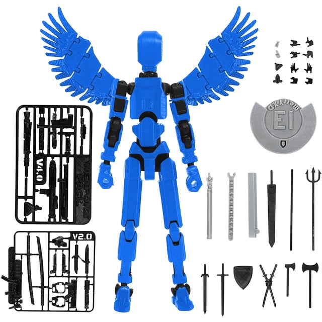 (Azul) (Ensamblado) Figura Juguete Impresa en 3D Descompresión Con Modelo Muñeca Súper Articulada Multiarticulada 13 Cm