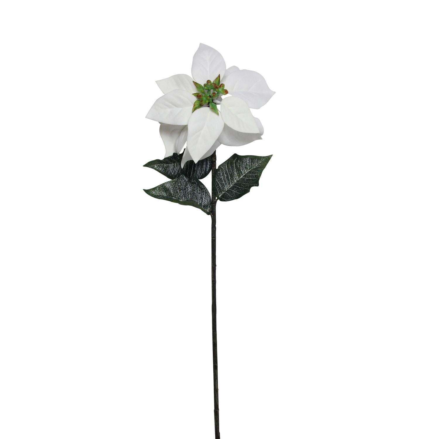 28" Winter White Artificial Poinsettia Stem