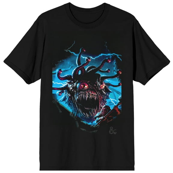Dungeons & Dragons Oversized Beholder Battle Adult Black Crew Neck Short Sleeve T-shirt-5XL
