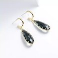 thumbnail image 3 of Aretes Largos Gota Cristal Azul Humo Oro Laminado 14k dorado Unitalla, 3 of 4