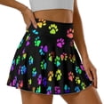 thumbnail image 5 of Yuyamidu Colorful Dog Paw Tennis Skirts for Women High Waisted Athletic Skort Built-in Shorts with Pockets Comfy Women's Golf Skorts Casual Travel Vacation Skirt Size M, 5 of 7